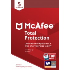 Antivirus software McAfee® Total Protection 5 devices / 1 year
